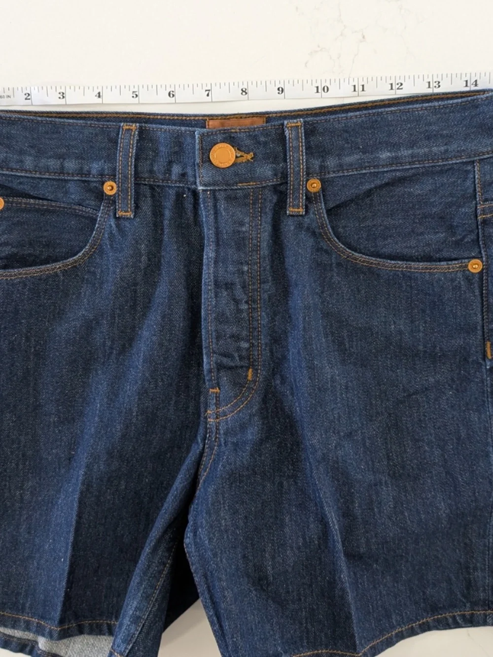 JAMIE HALLER The Tailor Short Indigo Denim Shorts Size 26 Made In USA $380 NWT - Picture 8 of 12